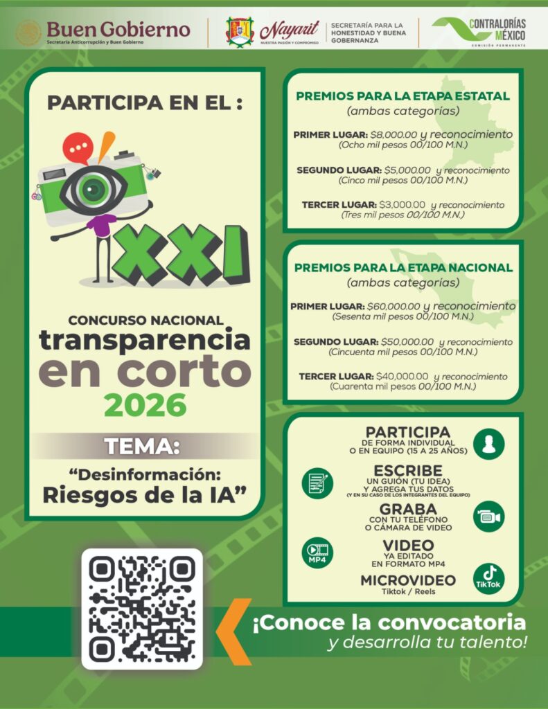 Concurso Estatal y Nacional de Transparencia en Corto 2026, con un cortometraje