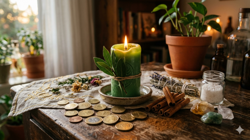 Ritual de vela verde para atraer abundancia y riqueza esta Luna Nueva