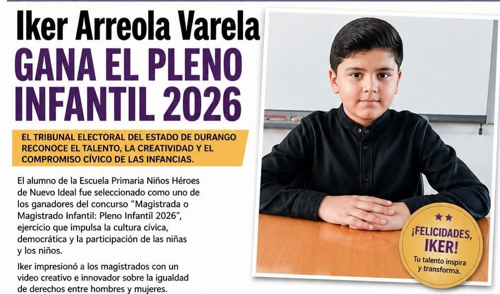¡Iker Magistrado Infantil 2026! Alumno de Nuevo Ideal gana lugar para el Tribunal Electoral