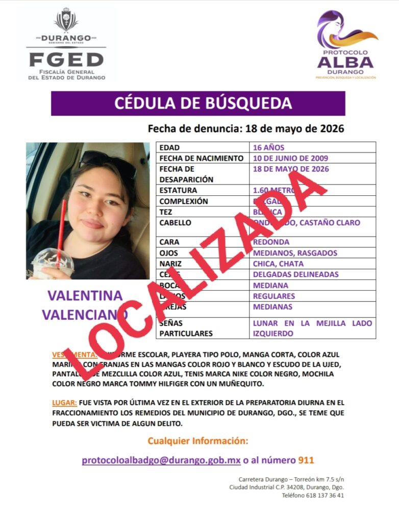 La Fiscalía encontró sana y salva a Valentina, la estudiante de prepa