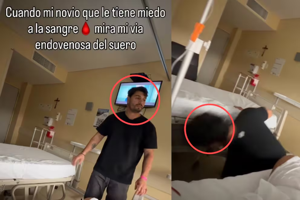 VIDEO: Acompaña a su novia al hospital, se desmaya y termina internado a su lado