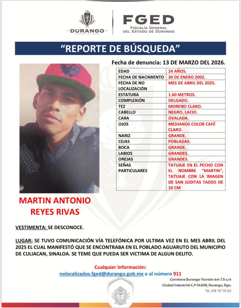 Joven viajó a Sinaloa y desapareció; su familia pide ayuda para localizarlo