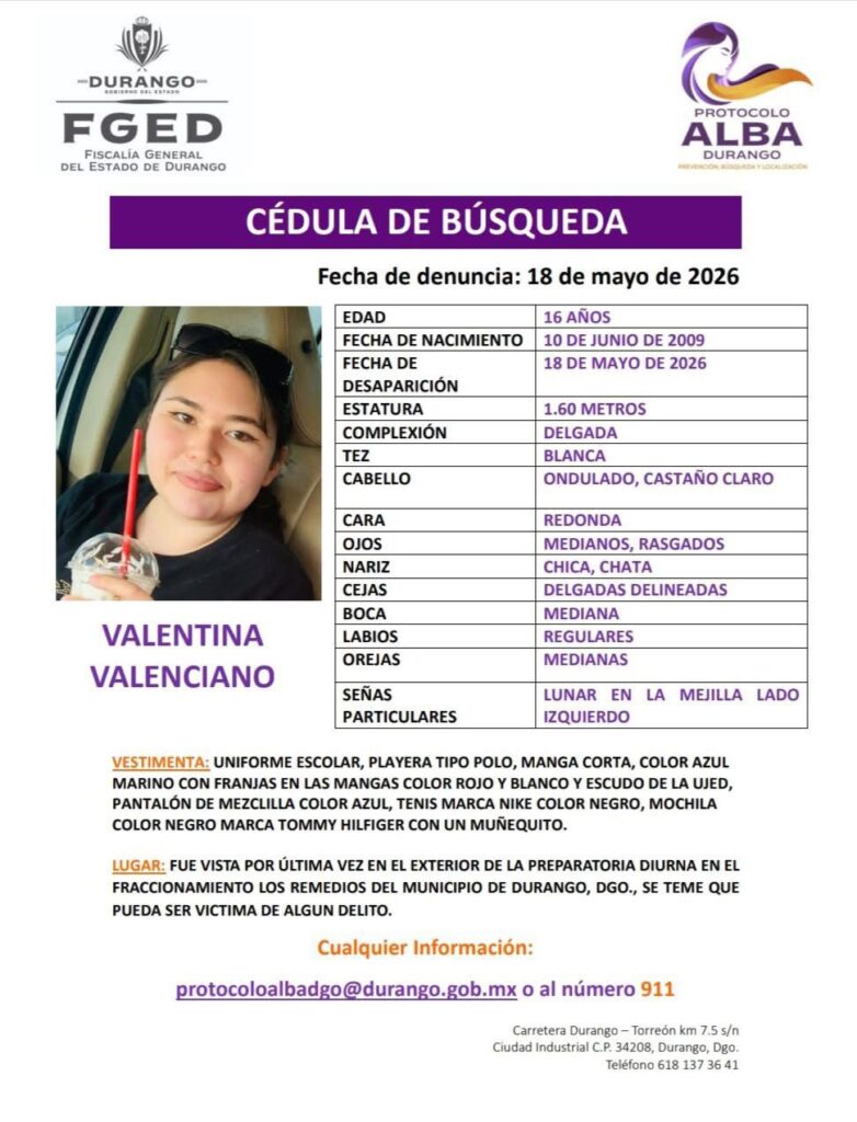 Ayer salió de la prepa y no ha regresado a su casa estudiante de 16 años