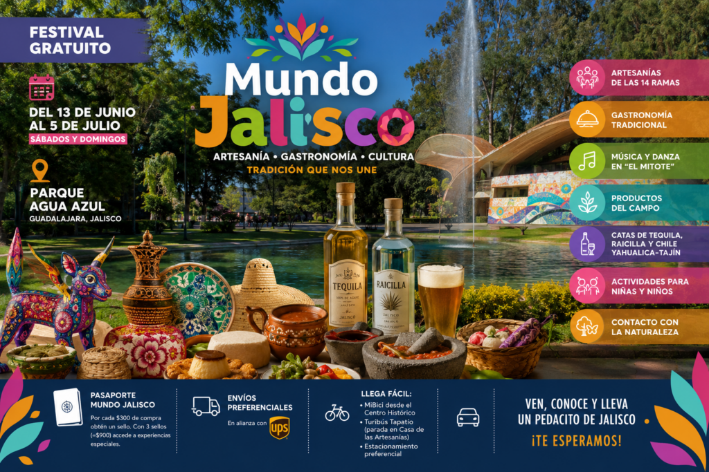 Mundo Jalisco reunirá tequila, artesanía, gastronomía y cultura en un festival en el Parque Agua Azul