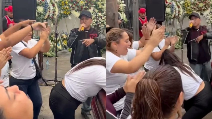 Esposa despide a su marido perreando junto al ataúd y el VIDEO desata polémica