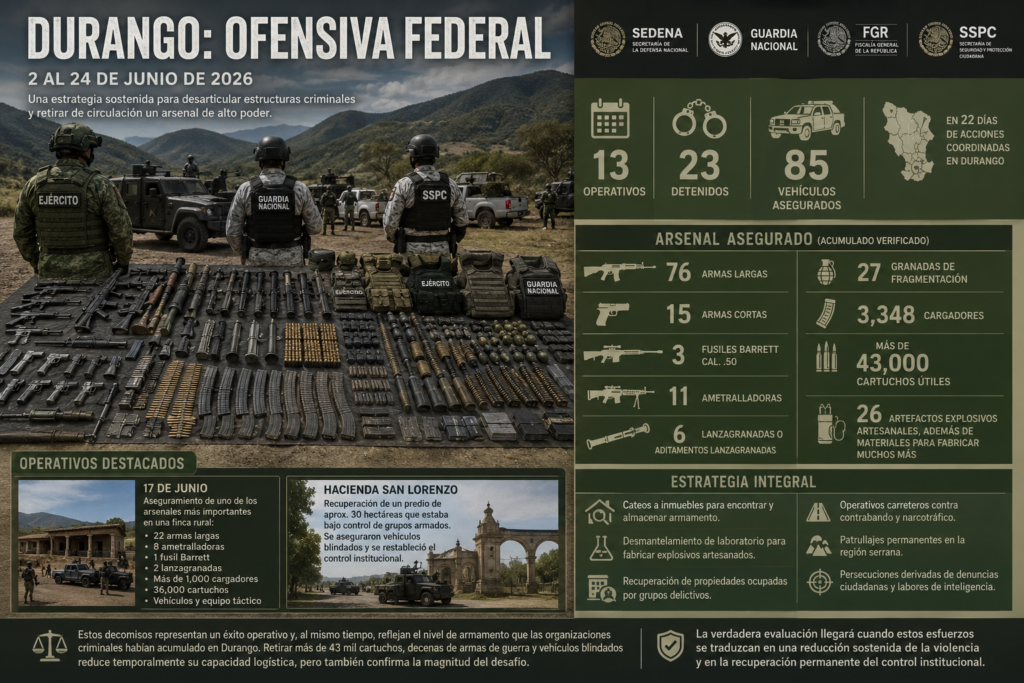 Decomisan un arsenal en Durango