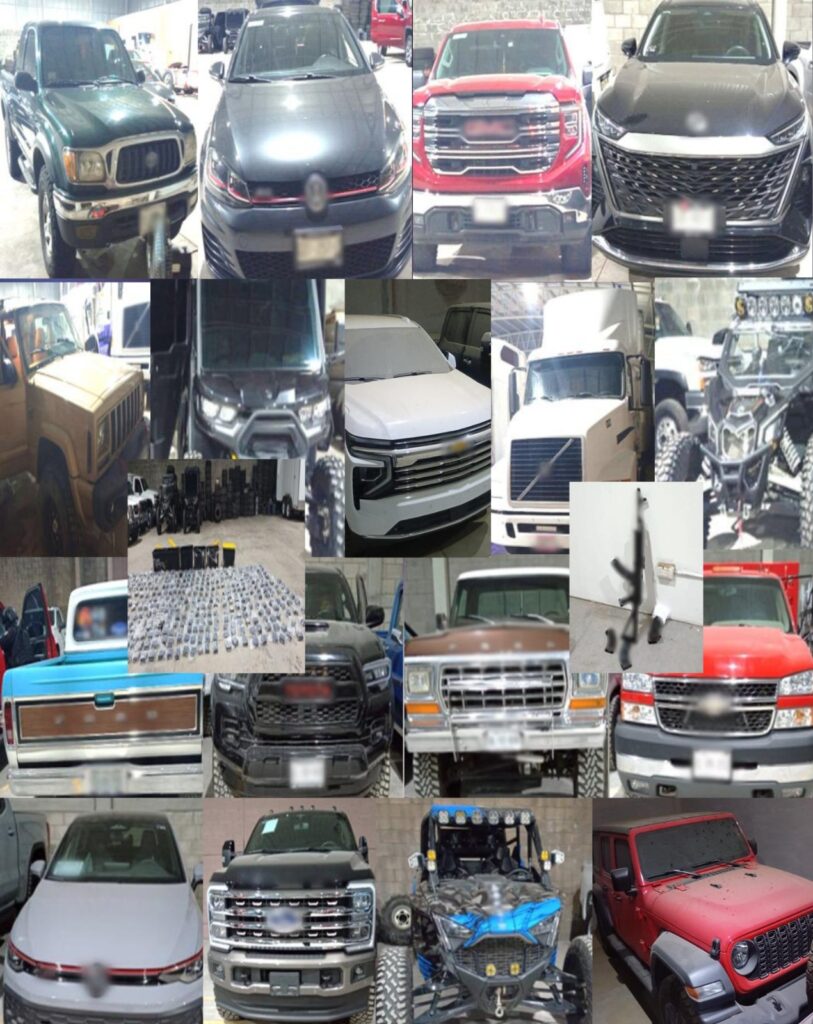 46 vehículos, 435 cargadores, 180 cartuchos y un rifle, lo asegurado en 3 cateos en Durango