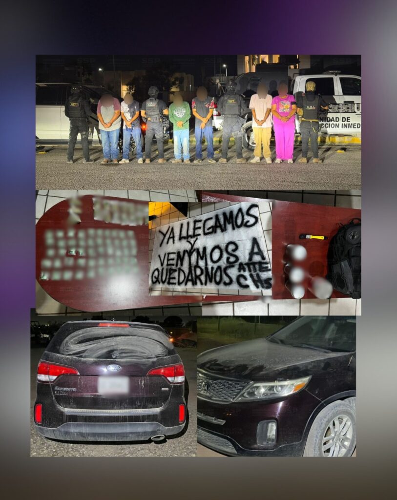 PE detiene a 6 integrantes de célula criminal; traían droga, vehículo robado, arma y manta