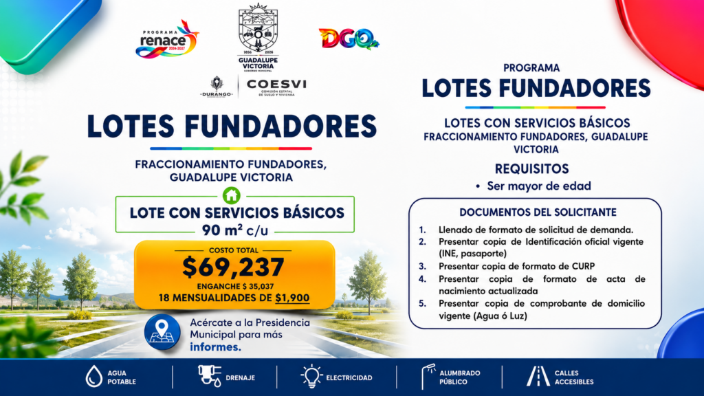 Impulsan programa de lotes con servicios básicos para familias de Guadalupe Victoria