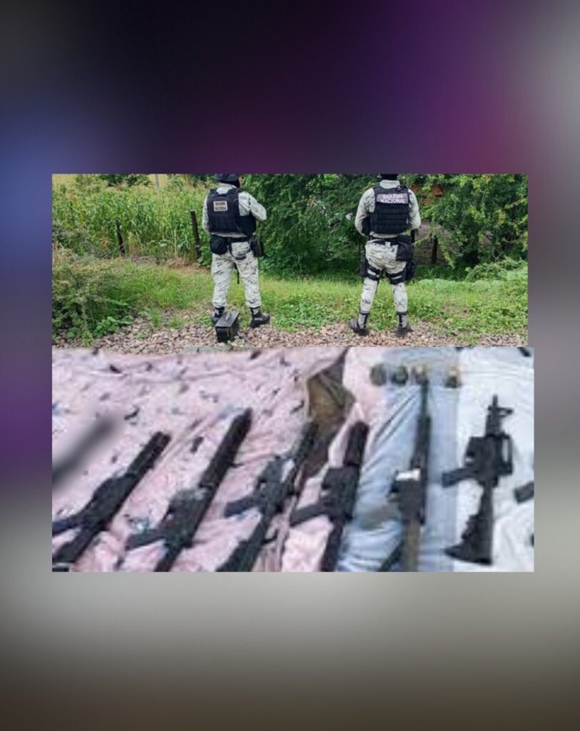 Tras persecución la Guardia Nacional asegura vehículo, un varón y varias armas