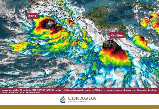 Tormenta Boris y Cristina activan alertas por lluvias y oleaje en México