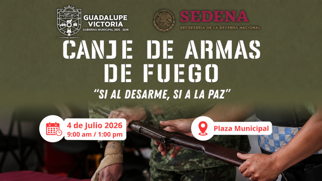 Gobierno Municipal y SEDENA convocan a participar en campaña de canje de armas de fuego