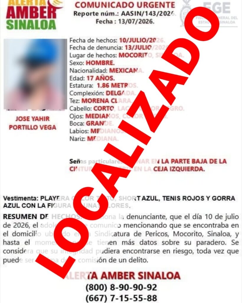 Localizan en Parral a adolescente reportado como desaparecido en Sinaloa