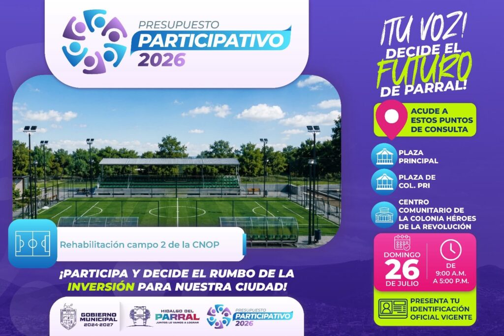 Invita Gobierno de Parral a participar por la rehabilitación del Campo 2 de la CNOP en el Presupuesto Participativo 2026