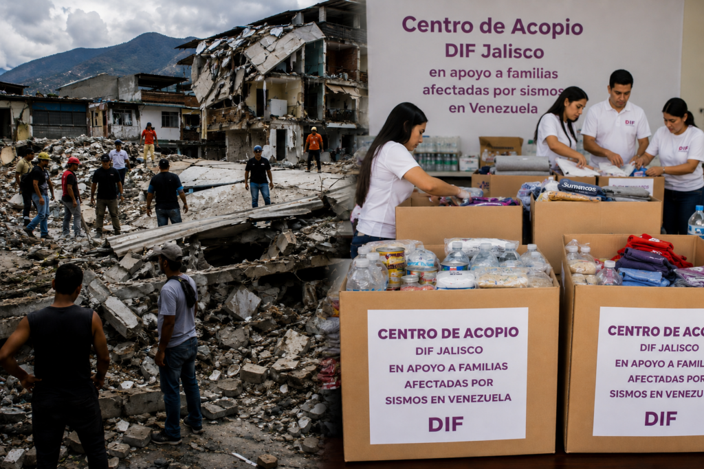DIF Jalisco abre centro de acopio para apoyar a familias afectadas por los sismos en Venezuela