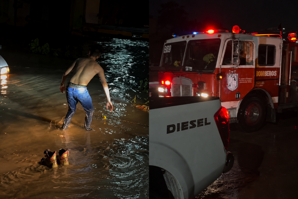 La creciente del río Parral sorprende a una familia; logran rescatarla sin lesiones
