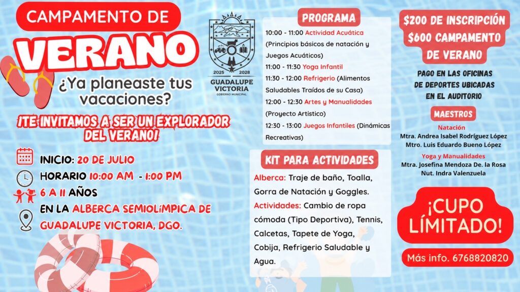 Gobierno Municipal invita a participar en el Campamento de Verano 2026 para niñas y niños