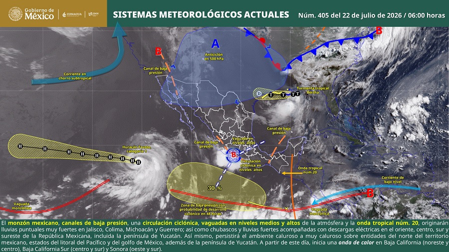 Pronostican lluvias muy fuertes para Jalisco y temperaturas de hasta 40 grados este miércoles