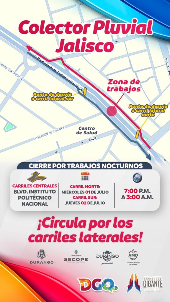 Colector Jalisco entra a su etapa final; habrá cierres nocturnos en Blvd. Politécnico Nacional