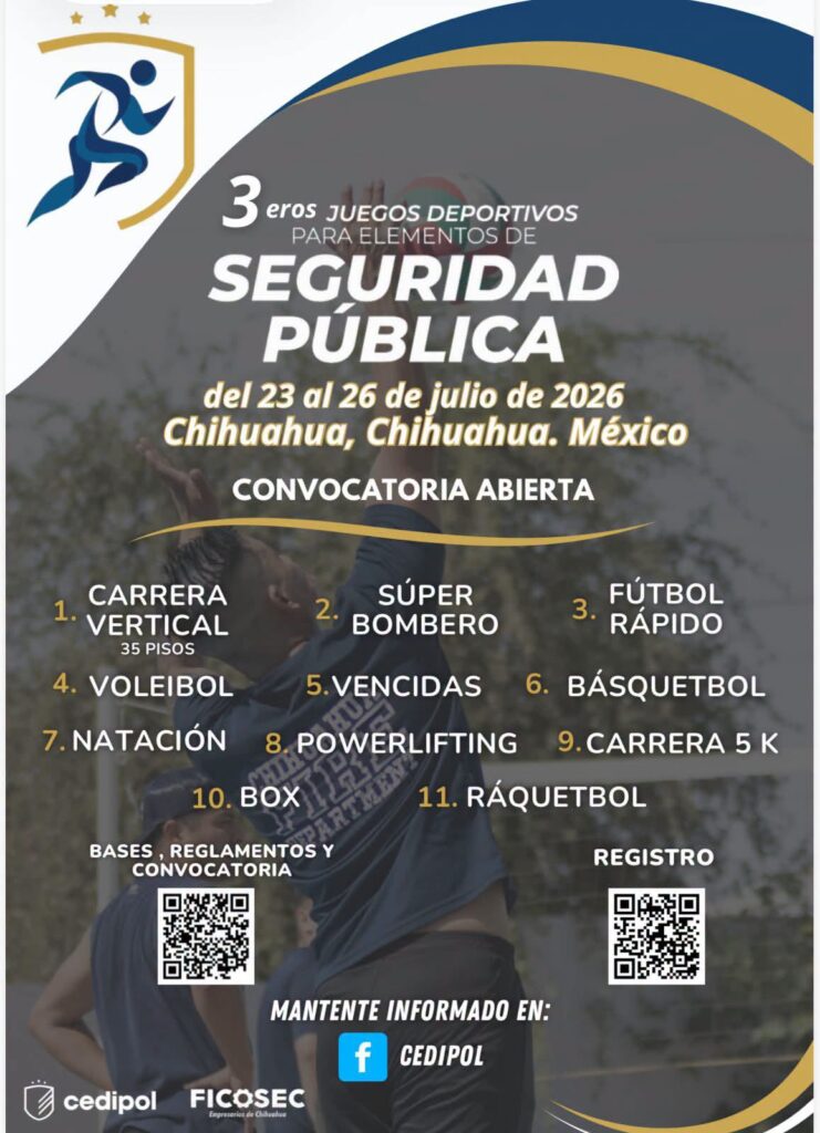Invita CEDIPOL y COCENTRO a los 3ros juegos deportivos para elementos de seguridad publica