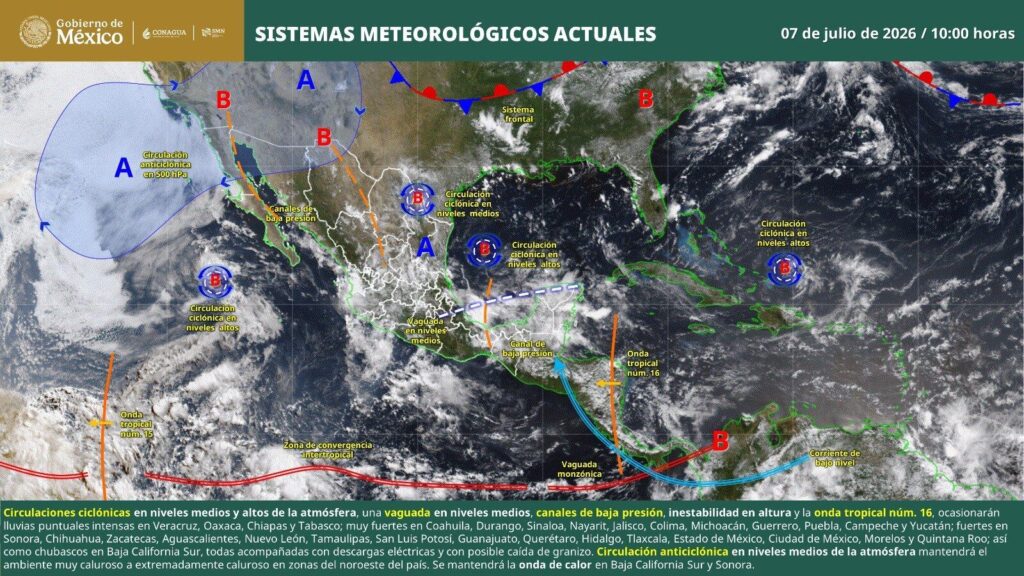 12 Estados en alerta por lluvias intensas, tormentas eléctricas y granizo