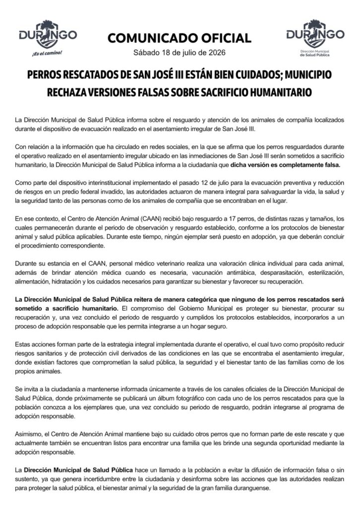 Salud Municipal confirmó que los perros rescatados en San José III no serán sacrificados