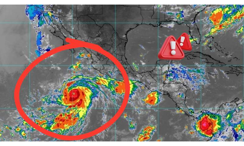 Huracán Genevieve alcanza categoría 3 y se fortalece frente a las costas de México