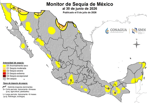 México mantiene niveles mínimos de sequía gracias a las lluvias de 2026