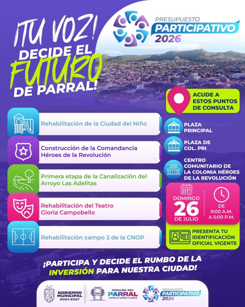 Gobierno de Parral presenta proyectos finalistas del Presupuesto Participativo 2026; la ciudadanía votará este 26 de julio