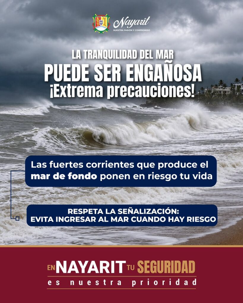 Advierte Gobierno de Nayarit sobre precauciones al ingresar al mar