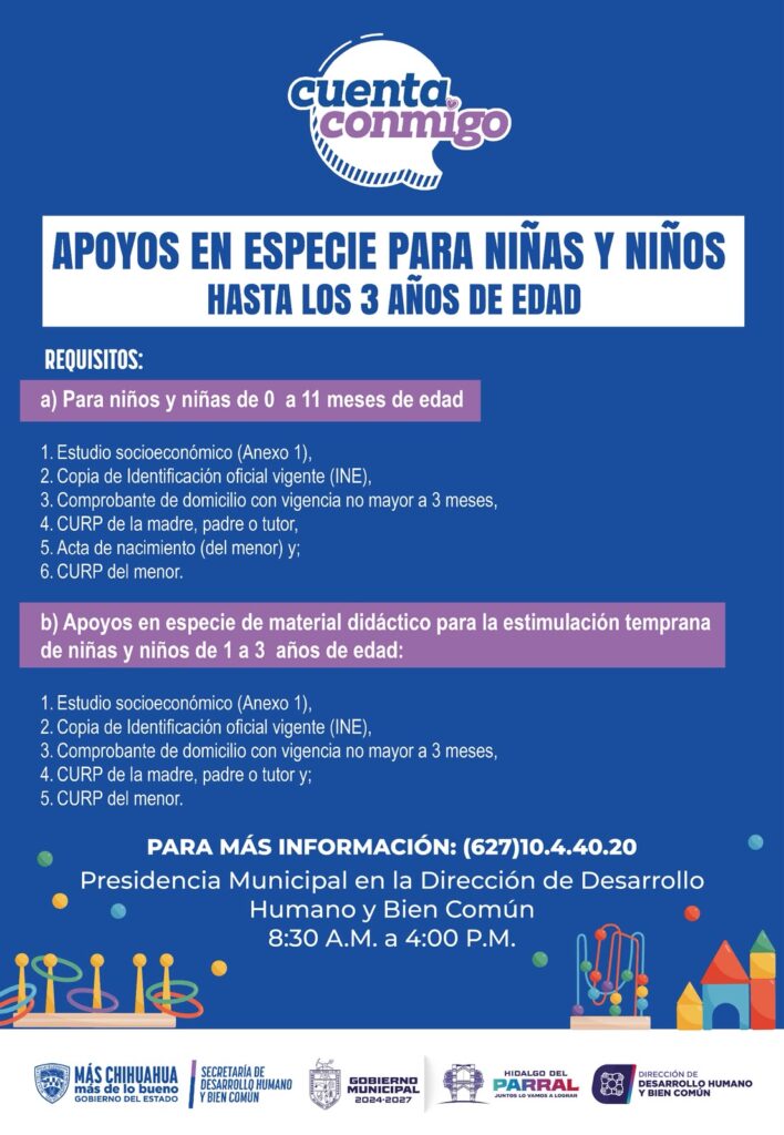 Gobierno de Parral abre inscripciones para apoyos de estimulación temprana dirigidos a la primera infancia