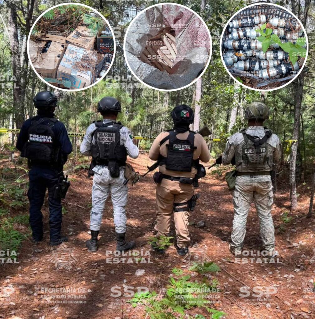 Policía Estatal, Defensa, Guardia Nacional y Policía Municipal aseguran explosivos en Tamazula